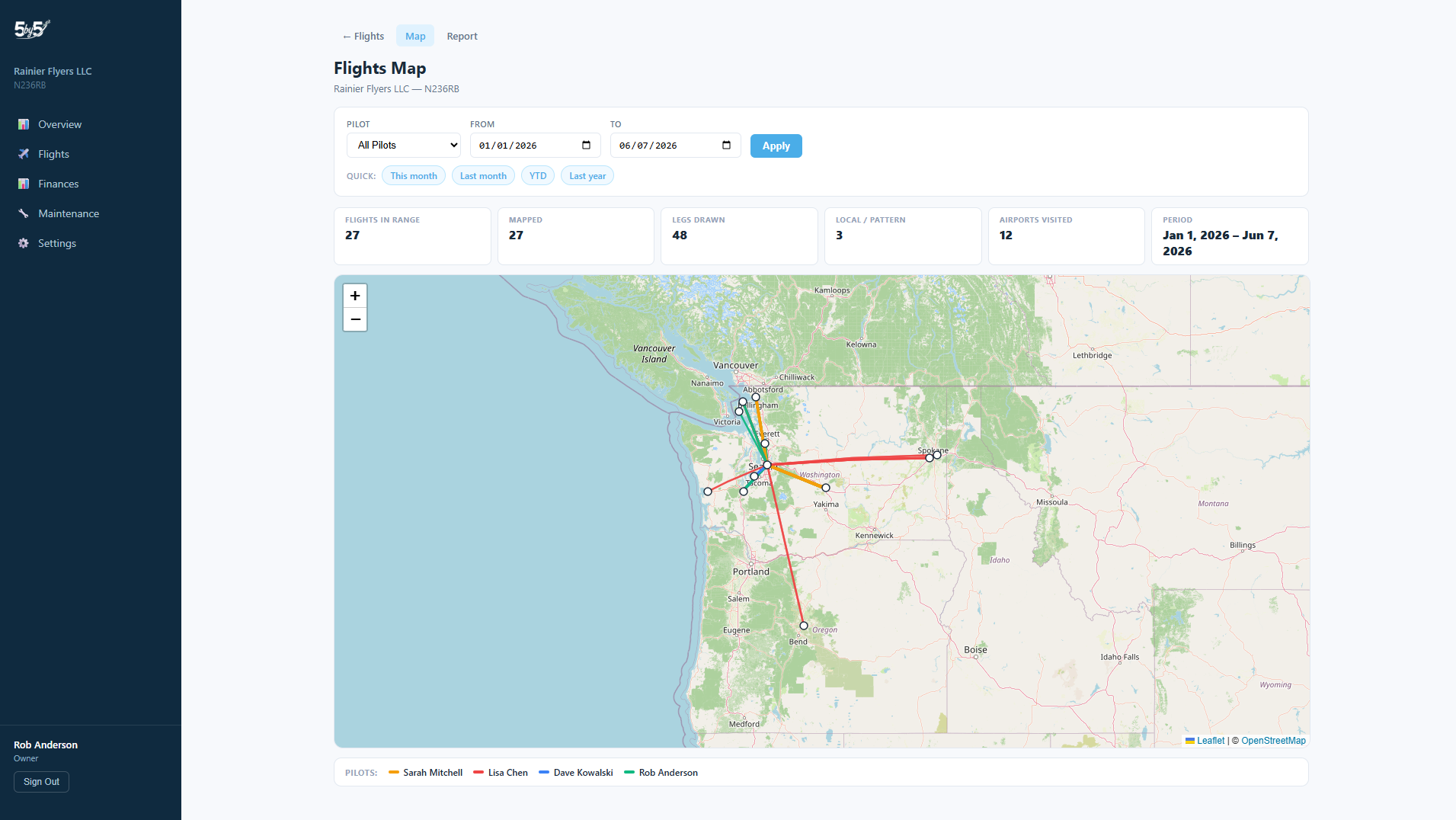 Flights Map view