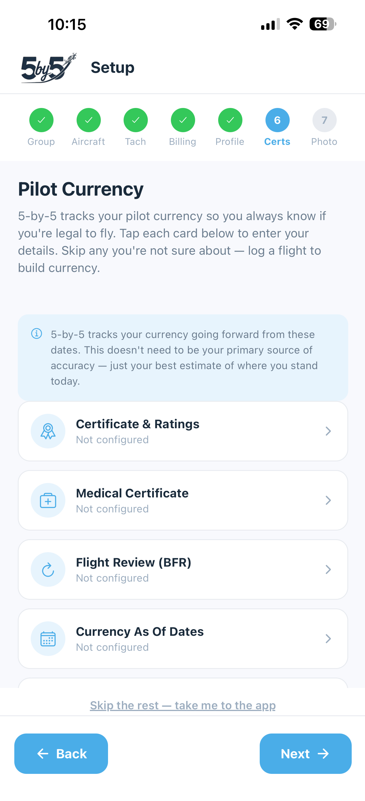 Onboarding step 6 - Pilot Currency